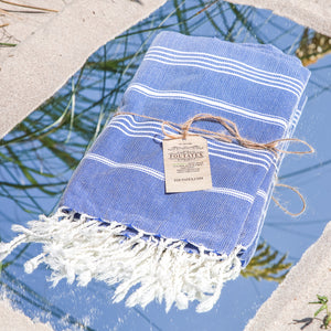 Premium Beach Camping & Towel (Mikonos blue jean)