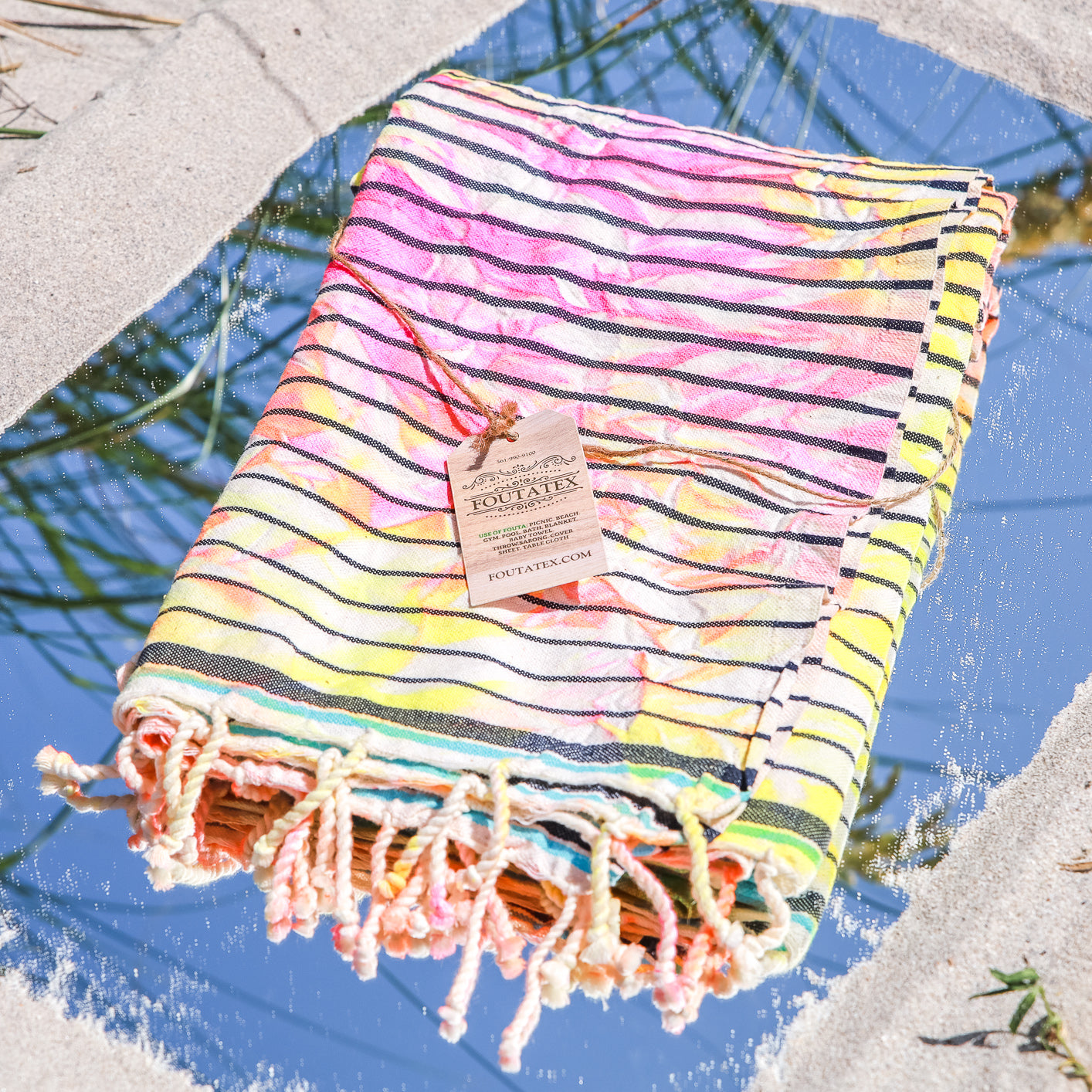 Premium Beach Towel (tie dye yellow multicolor)