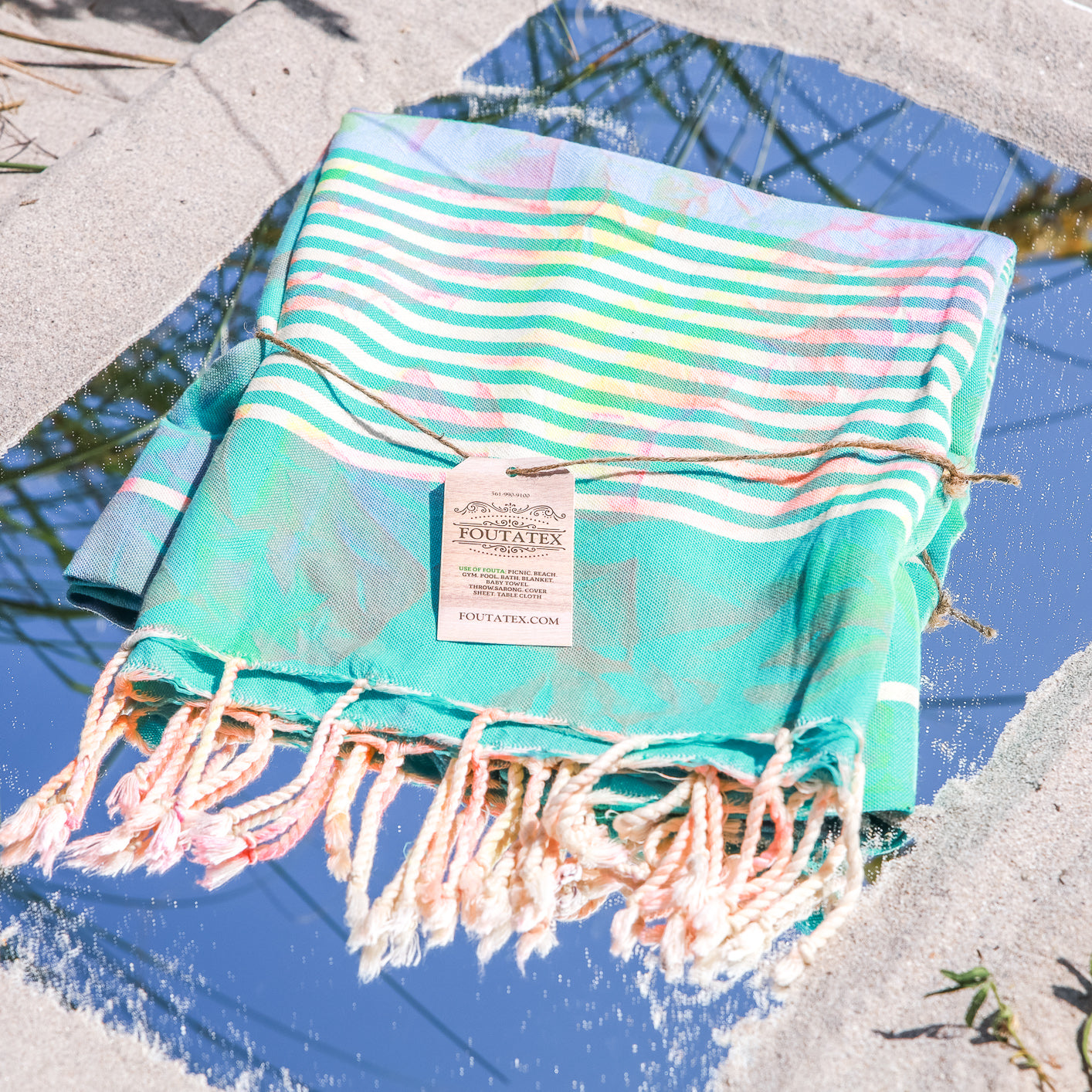 Premium Beach Towel   (tie dye green)