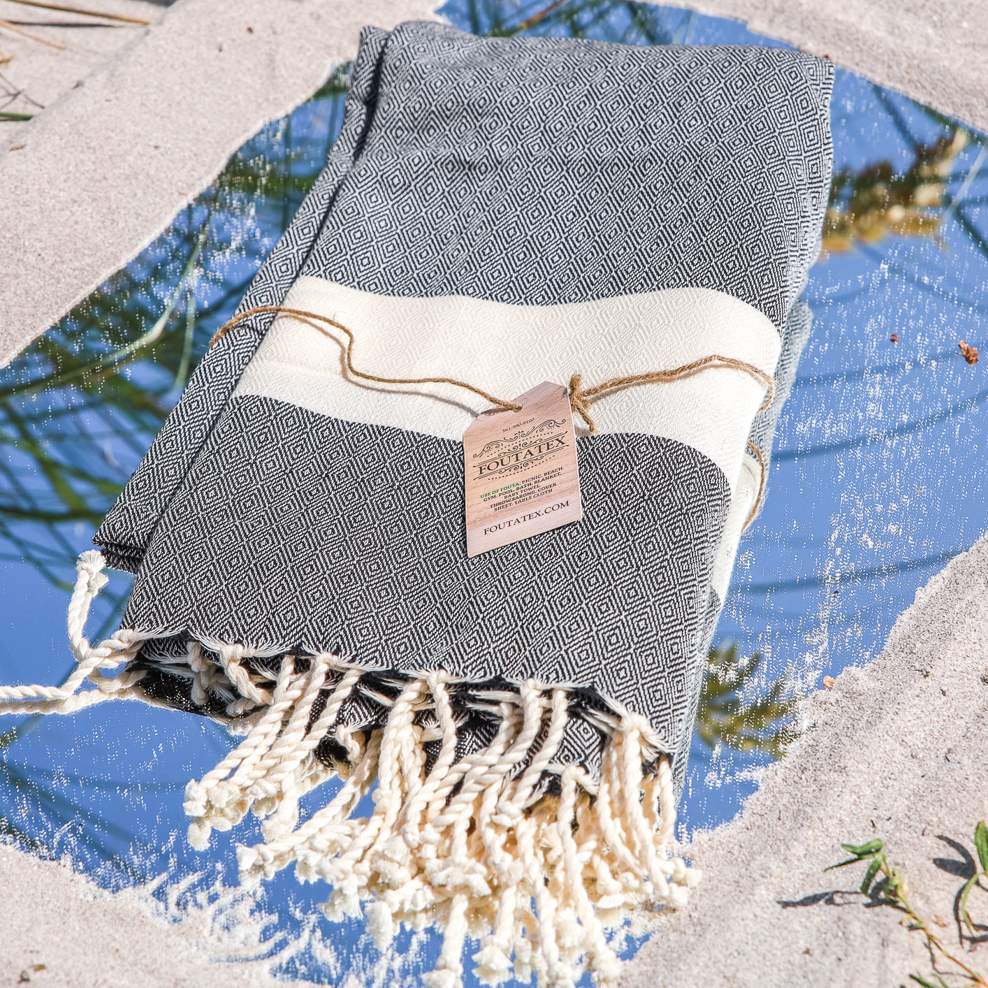 Premium Bath Beach Towel (Grey band)
