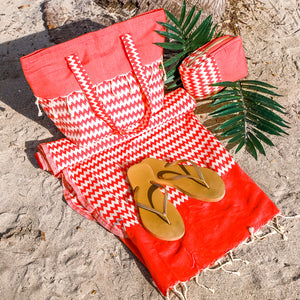 3 Pcs Matching Beach Bag Set (Red LiL)