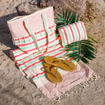 3 Pcs Matching Beach Bag Set (Red Pinky)