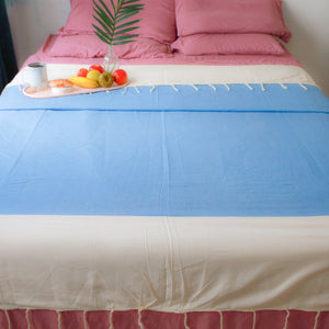 Beach, Camping, Bed Sheet Blanket (Blue- W 56" x L 96")